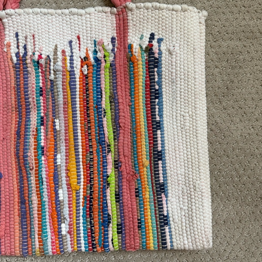 Urban Outfitters Ecote 100% Hand Woven Colorful Boho Braided Straps Tote - Picture 4 of 10